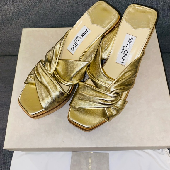 Sold-Jimmy Choo-Narisa Metallic Leather Wedges (NWT)! - Picture 4 of 7